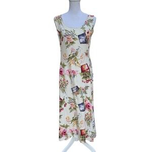 Vintage Express Floral Maxi Dress Rayon Size 4